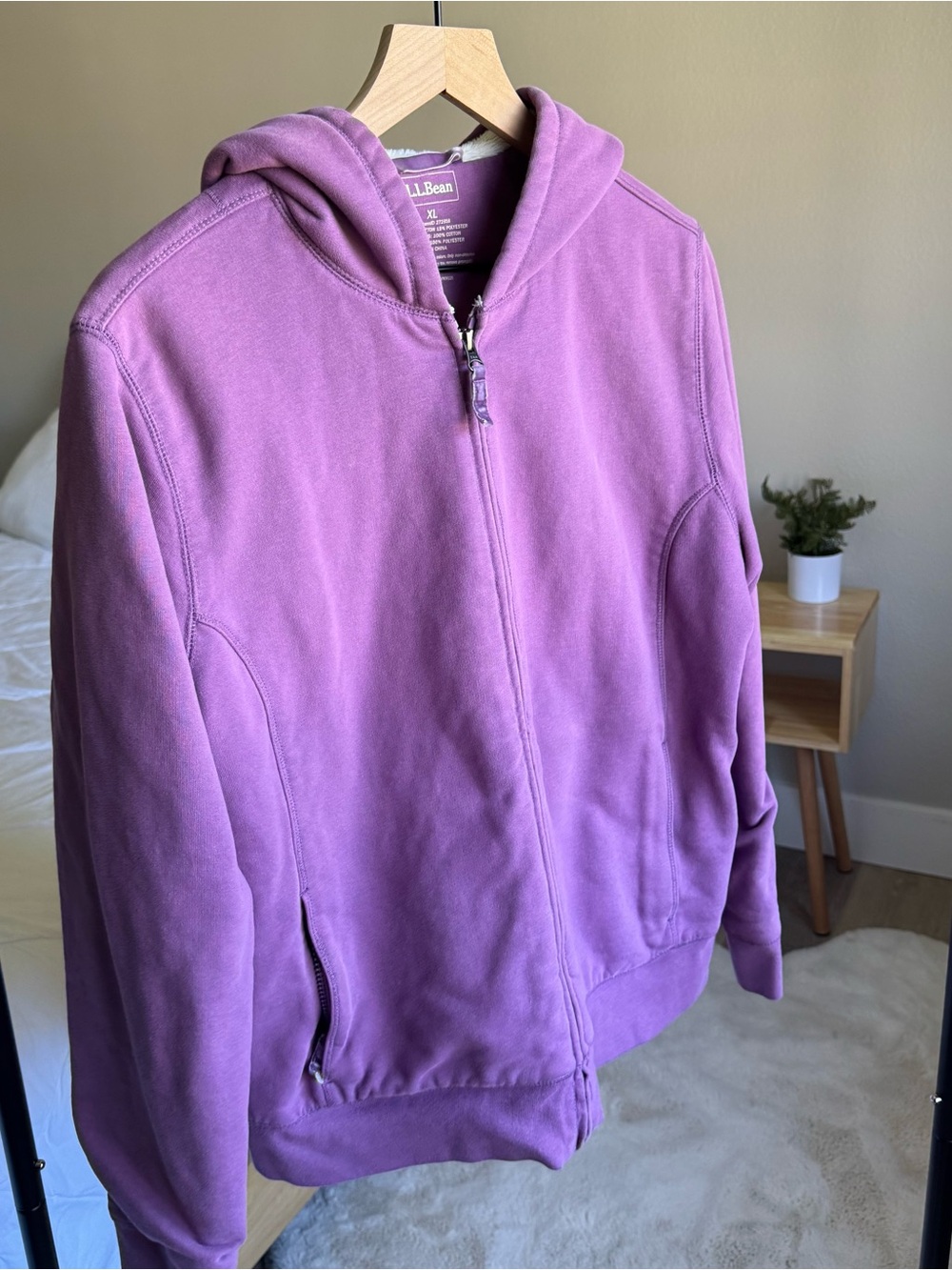 L.L. Bean Womens Lavender Hooded Zip-Up Jacket